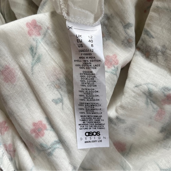 NWOT Asos White Floral Mini Prairie Dress w/ Open Back, Side Bow Ties, & Gathers - Picture 11 of 16